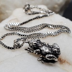Sterling Silver 925 Necklace Good Luck Frog Jewelry Pendant Hypoallergenic